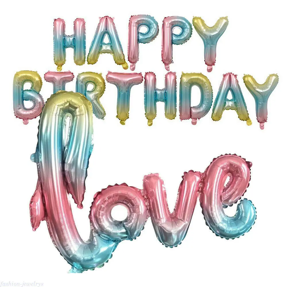 

Gradient Color Love Happy Birthday Letter Foil Balloon Rainbow Star Number Balloon Wedding Birthday Party Baby Shower Decor