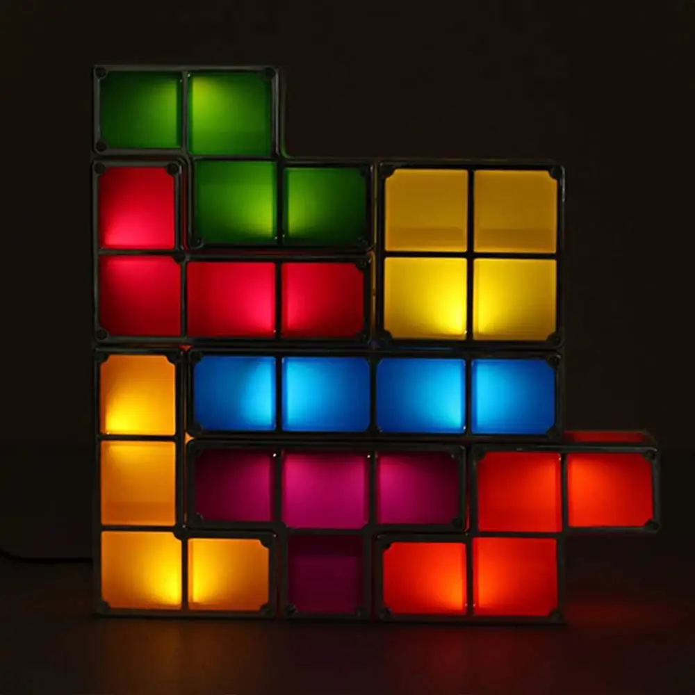 Детский ночник DIY тетрис-головоломки огни Штабелируемый куб Новинка игрушка прикроватная цветная светодиодная лампа Декор Детский подарок