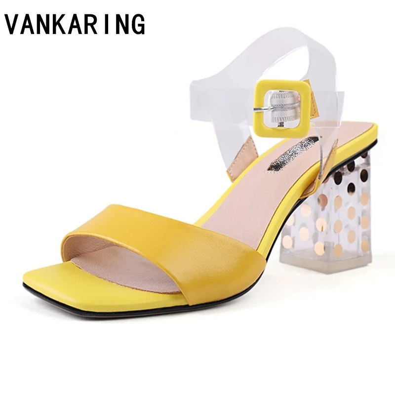 

summer women sandals plus size 34-43 transparent PVC high heels shoes woman star style ankle strap gladiator sandals women shoes