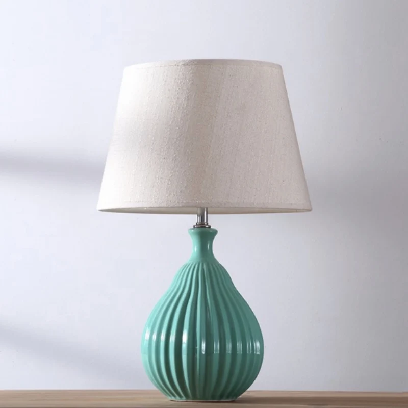

Modern Nordic Simple Green/White Ceramic Fabric E27 Adjustable Table Lamp for Living Room Bedroom Study Deco H 51cm 80-265V 2180