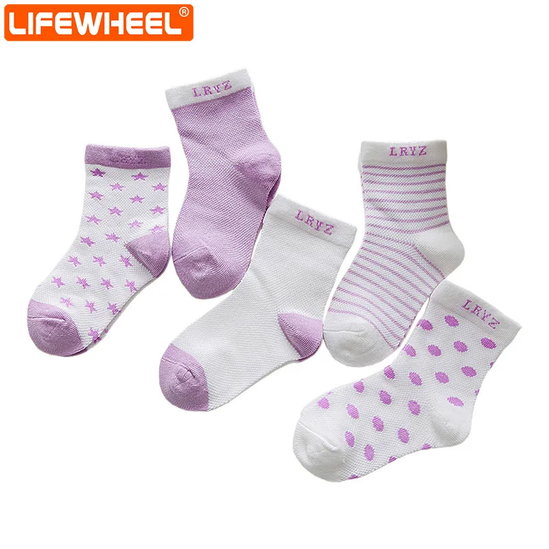 

LifeWheel Infant Cute Fashion Cotton Socks Breathable Child Gift Sock for Kids Baby Boy Girl Spring Summer Thin Socks 5 Pairs