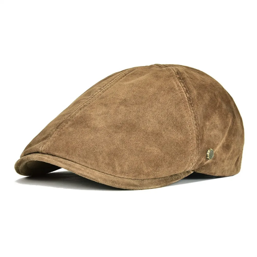 Genuine Leather Newsboy Cap VOBOOM Adjustable Ivy Hat For Men