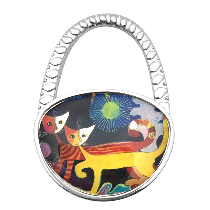 

Cartoon Cat Pattern Metal Folding Handbag Purse Shoulder Tote Table Hook