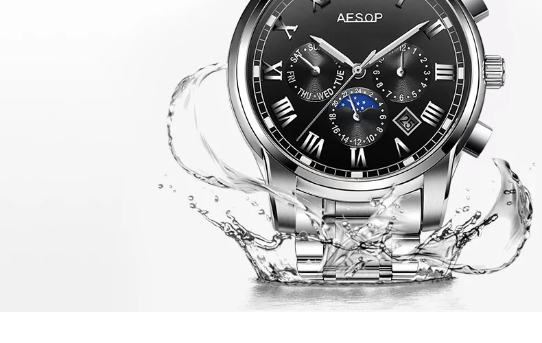Бренд AESOP, автоматические механические часы для мужчин, роскошные мужские наручные часы, водонепроницаемые мужские часы из нержавеющей стали, мужские часы, мужские часы
