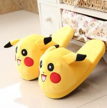 Аниме Пикачу Snorlax Eevee зимние домашние тапочки коллекция куклы игрушки Мягкая кукла обувь подарок для детей Любовь Pet#913 - Цвет: Зеленый