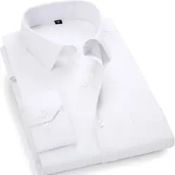 Повседневные мужские рубашки с длинным рукавом Твердые карман деловая модельрубашки 490