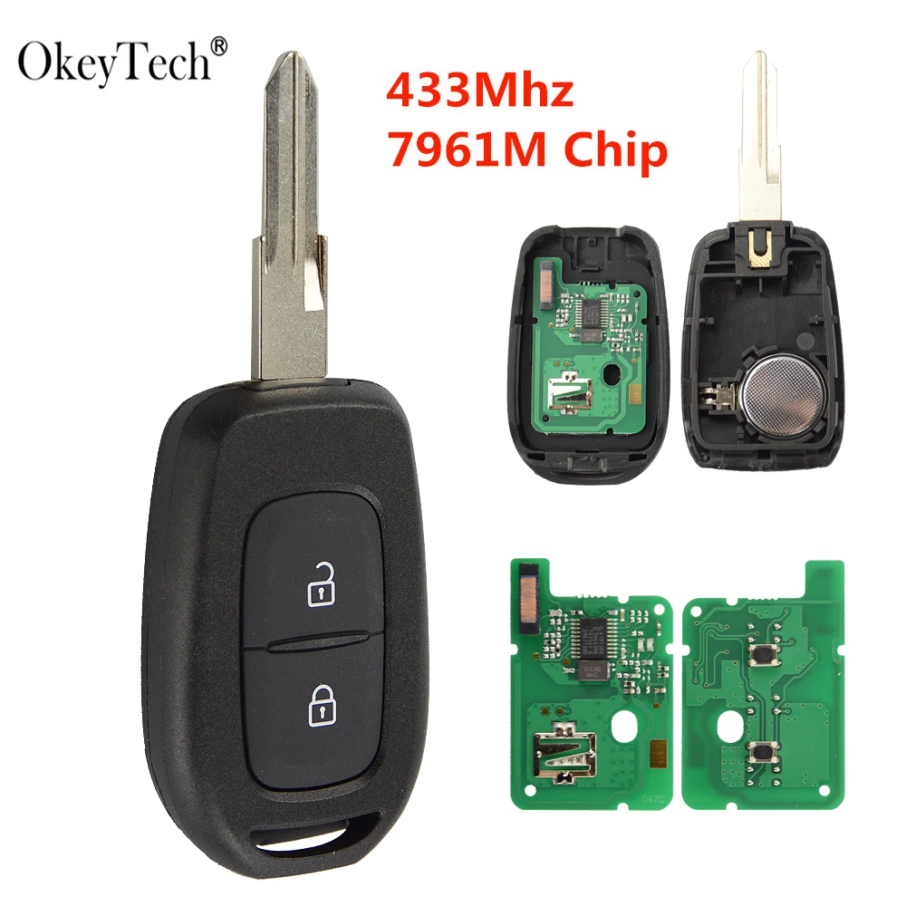 Okeytech 2 кнопки Замена дистанционный ключ для автомобиля с чипом 433 МГц PCF7961M HITAG A