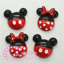 25*28 мм 50 шт. красная точка Микки Минни смолы плоская спина, кабошон волос Лук Центр Скрапбукинг