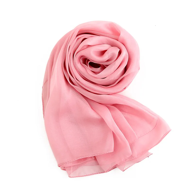 Женский шелковый шарф, Женская шаль из натурального шелка, женская элегантная шаль, Элегантный женский шарф, благородный шелковый шарф из пашмины - Цвет: pink