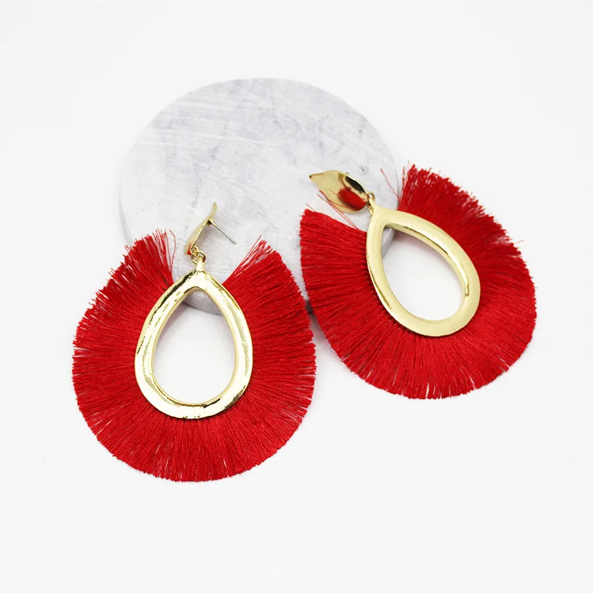 

New Simple Bohemian Tassel Circle Ear Studs Fashion Temperament Earrings 854