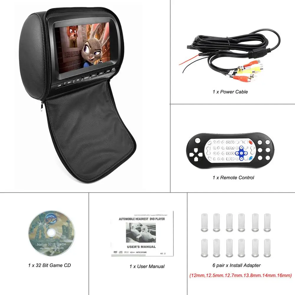 9 дюймовый автомобильный монитор на подголовник 800*480 TFT LCD Автомобильный DVD