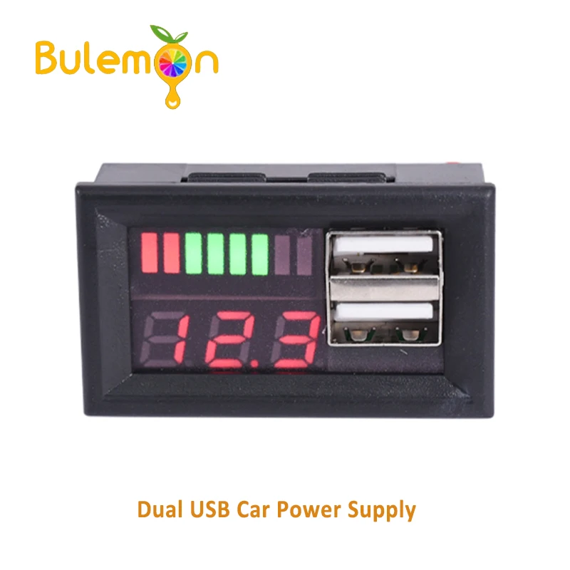 

Car battery battery voltage power display head 12V to 5v step-down module dual usb car power supply