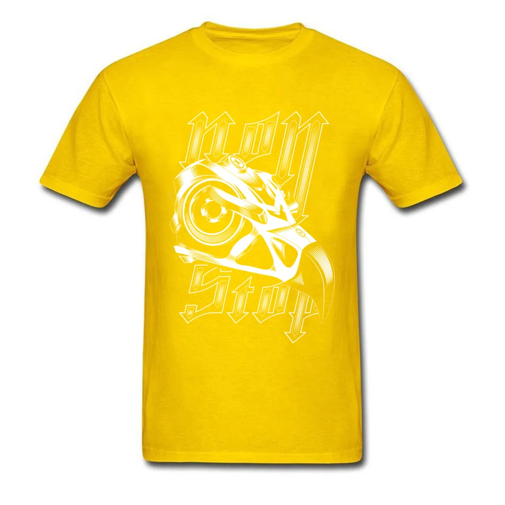Non Stop Tees Fitted Crewneck Cool Short Sleeve 100% Cotton Men T-Shirt Printed On Tops Shirt Drop Shipping Non Stop yellow