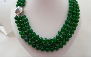 

ddh001465 3Strands 10mm Green Round Jade Mabe Clasp Necklace