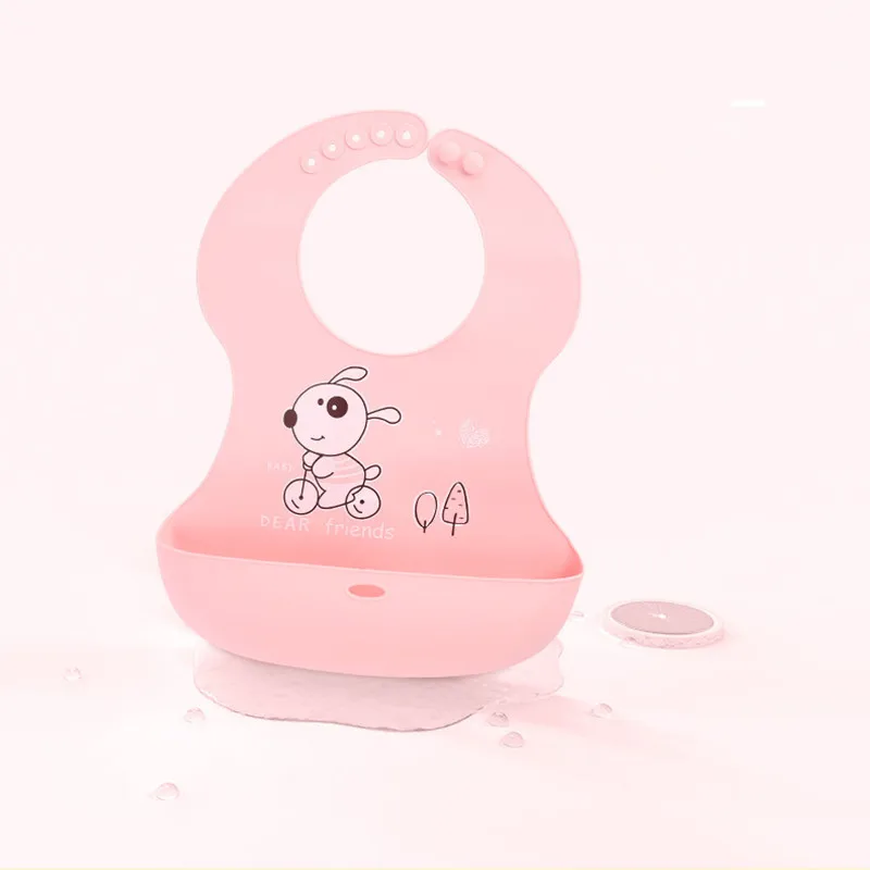 Cartoon Prints Kids Silicone Bib Baby Bibs Children Adjustable Waterproof Bib Baby Boy Girl Feeding Tools Baby Stuff for Newborn