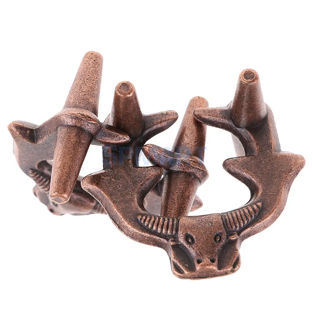 Bull Lock Puzzle Classic Metal Brain Teaser IQ Test Toy for Adults Children