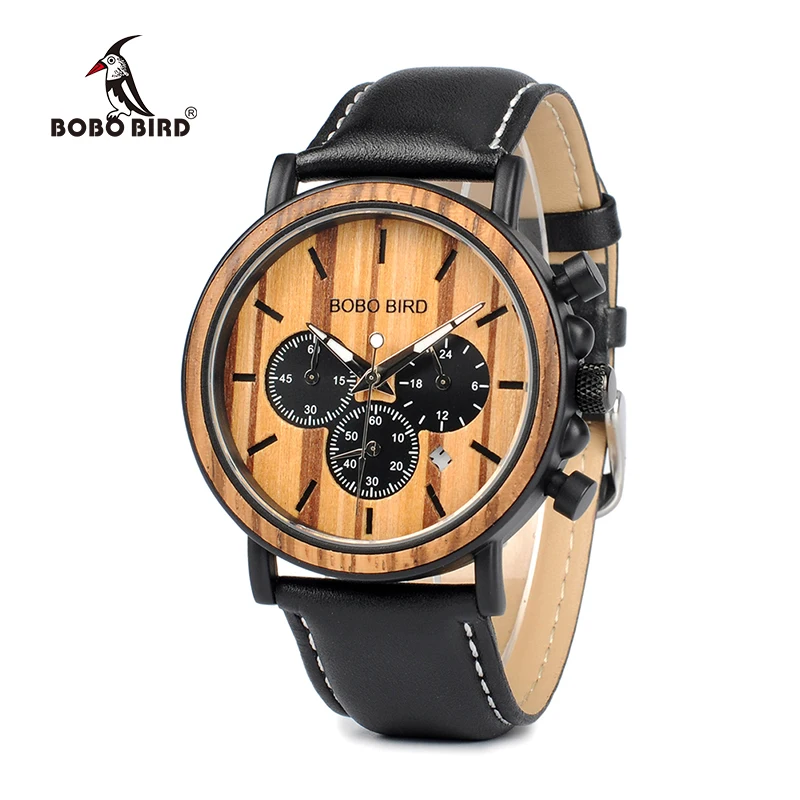 reloj hombre BOBO BIRD Men Watch Wood Watches Women Timepieces Chronograph Military Quartz Wristwatches relogio masculino