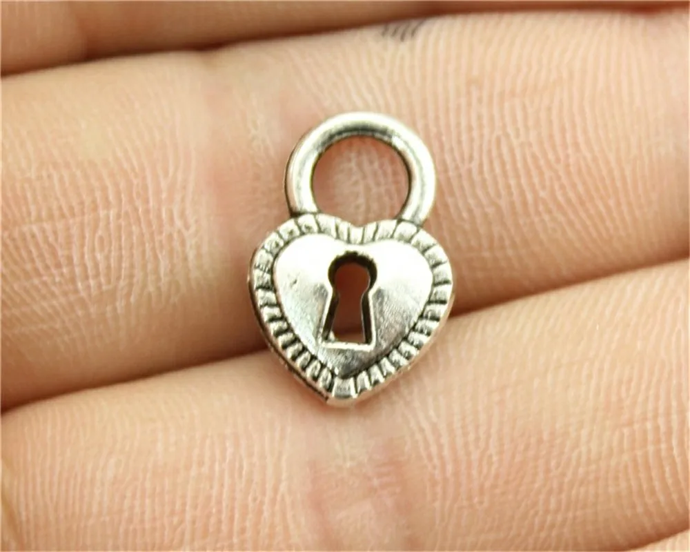 

WYSIWYG 10pcs 17x11mm Heart Lock Charm Pendants Antique Silver Tone Heart Lock Pendants Lock Heart Pendants
