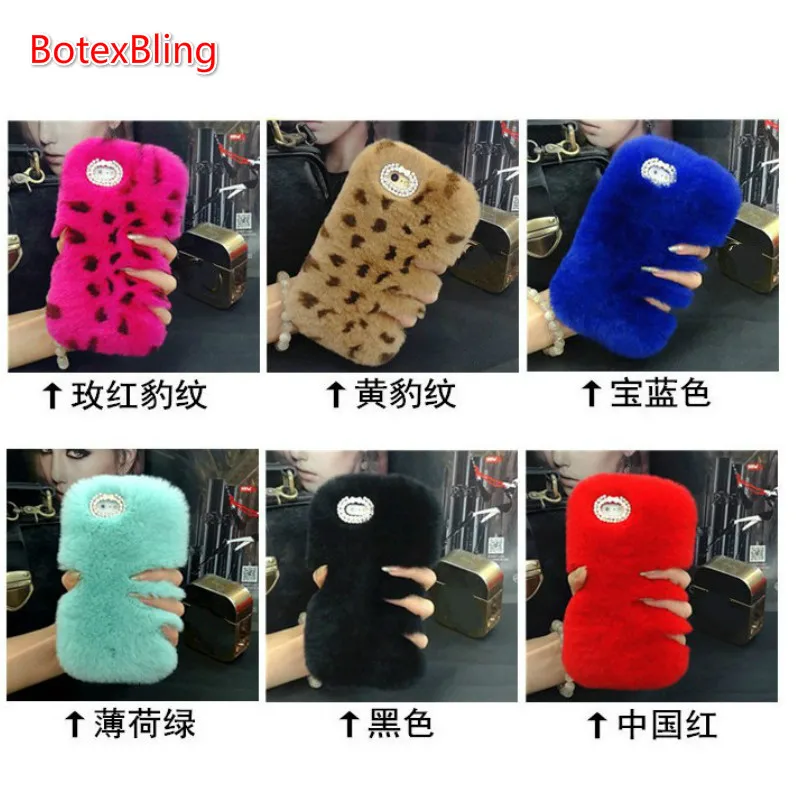 BotexBling DIY Настоящий мех кролика волос чехол для телефона для iphone 5 5s se 4 4s ipod touch 5 touch 6 блестящие стразы Плюшевые Пушистые 5C