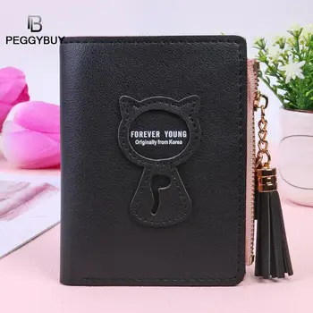

Women Bifold Wallet PU Leather Clutch Card Holder Coin Purse Lady Short Bags Tassel Decor Leather Wallet Card Holder
