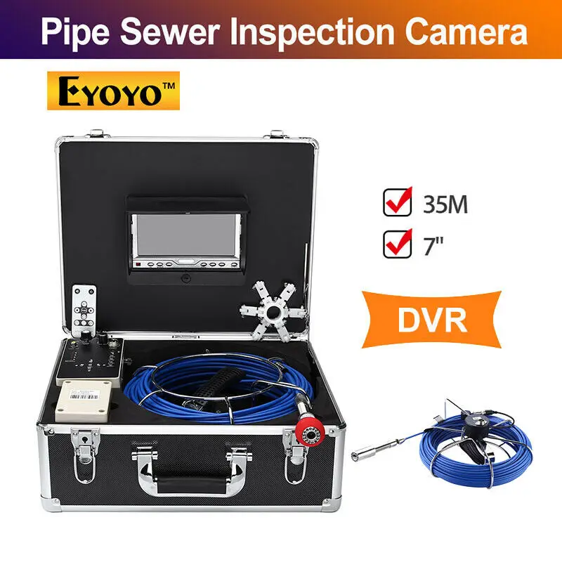 

Eyoyo 7 Inch 35m DVR Pipe Sewer Inspection Video Camera IR Remote Industrial LED