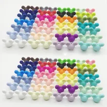 10 шт./лот, Детские бусины Микки для прорезывания зубов, Мультяшные силиконовые бусины для ожерелья, не содержит Бисероплетение, силиконовые бусины для кормления, сделай сам