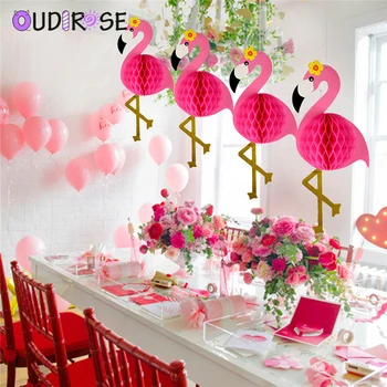 

OUDIROSE Flamingo Honeycomb Paper Lantern Ball Tropical Hawaiian Wedding Garland Flamingo Party Christmas Birthday Decoration