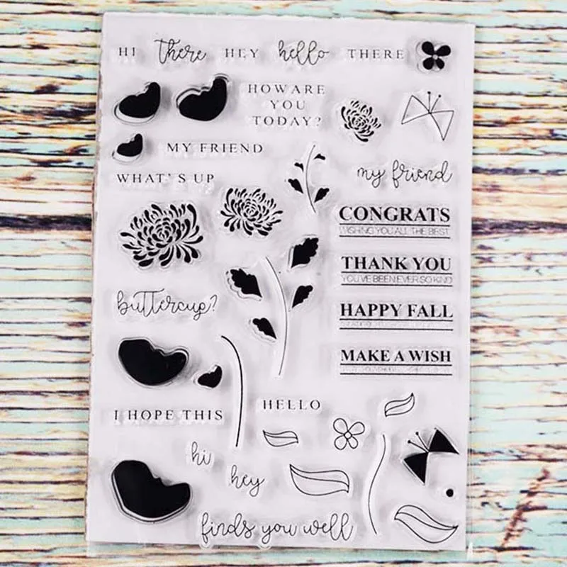 

Happy fall make a wish Transparent clear stamp for DIY Scrapbooking/Card Making/Kids Christmas Fun Decoration Supplies