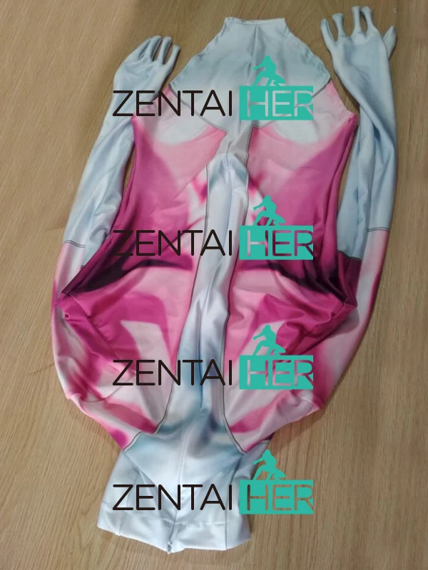 DHL пользовательские 3D печать розовый и белый gwenpool костюм супергероя Хэллоуин Косплэй костюм для леди девушка женщина