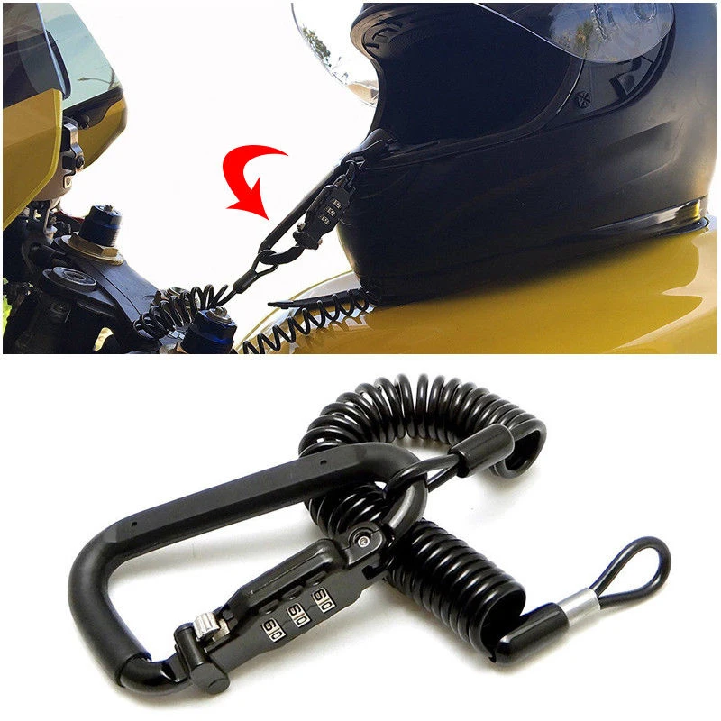 Universal For Motorcycle Helmet Lock Combination Lock with T-Bar Rubber Safe