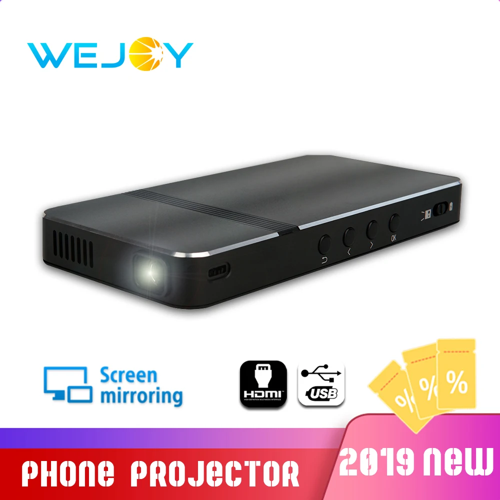 

Wejoy DL-V1 Pocket Portable DLP LED Projector Phone Mini Handheld Proyector 40 Keystone correction Screen Mirroring USB Gaming