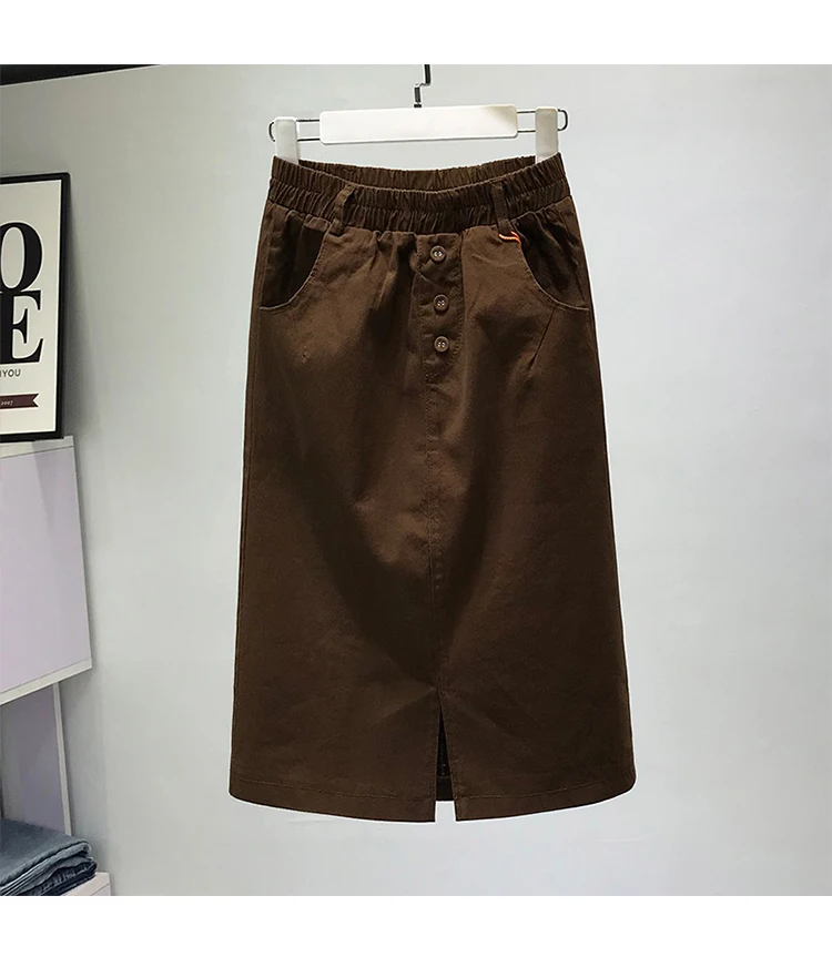 Миди юбки женские средней и длинной эластичной высокой талией комуфляжная юбка на пуговицах Harajuku