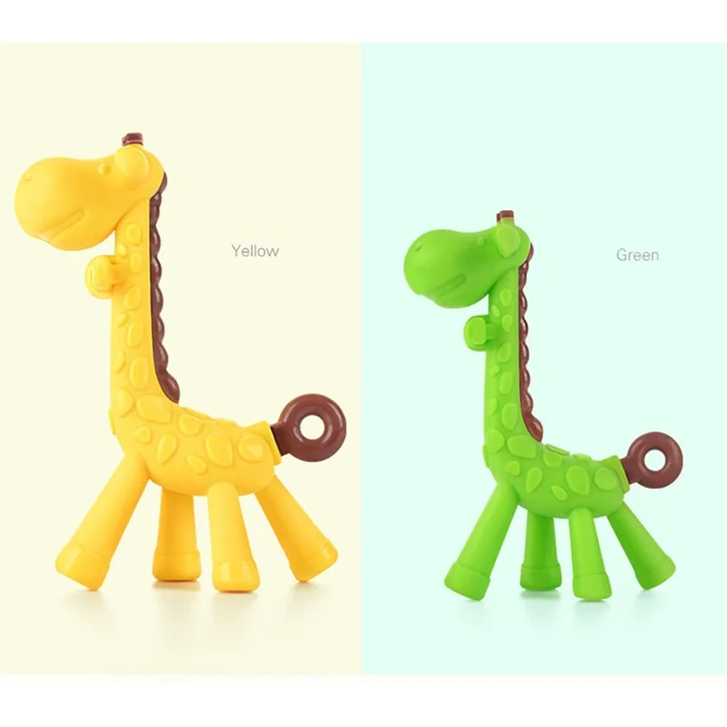

Safety Silicone Dental Care Infant Pacifier Teething Clips Exercise Giraffe Animal Funny Baby Teether Teething Toothbrush Stick