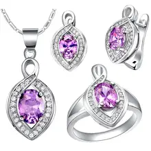 Овальной формы инкрустация Циркон Модные Белые золотые комплекты украшений для женщин Свадьба/юбилей светло-голубой Кристал Ожерелье