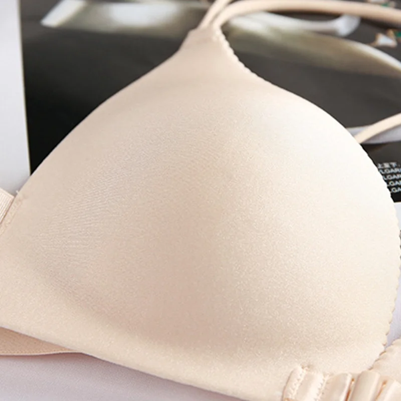 Front Closure Sexy Women Bras Backless Underwear Women Padded Wire Free Bra Strappy Super Push Up Bralette