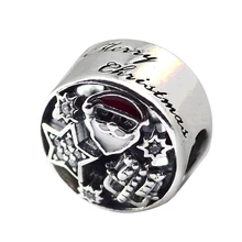 Подлинная 925 пробы Серебряная рождественская подвеска Joy Смешанная эмаль и прозрачный CZ бисер Подходит для оригинального браслета Изготовление ювелирных изделий Berloque