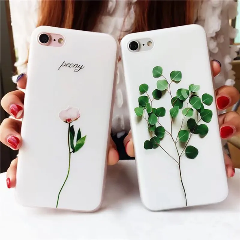 

Luxury 3D Relief Plant Phone Cases For iPhone 7 8 6S 6 Plus Flower Leaf TPU Soft Silicone Back Cover iphone 5 5S SE 7Plus Capa