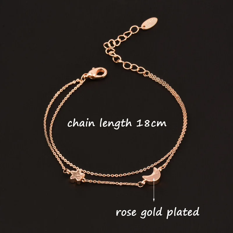 jade bangles SINLEERY korean fashion Charm Star Moon Cross Heart 2 Layers Bracelets For Women Rose Gold Color Bracelets on hand ZD1 SSP gold bangles for women