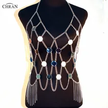 Chran Luxe Mirror Perspex Crop Top Ajustable Necklace Disco Bandeau Bralette Sexy Bikini Swimwear Dress Party Jewelry CRM202