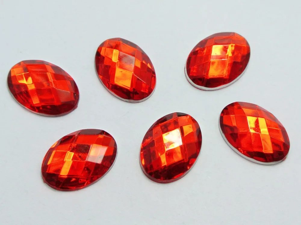 100 Red Flatback Acrylic Rhinestone Oval Gems 13X18mm No Hole | Украшения и аксессуары
