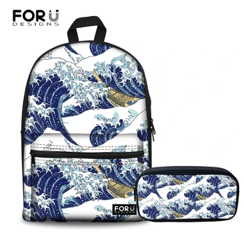 

FORUDESIGNS Fashion Backpack Women Great Wave Pattern Back Pack 2019 Knapsack Backpacks for School Teenager Girls Boys Satchel