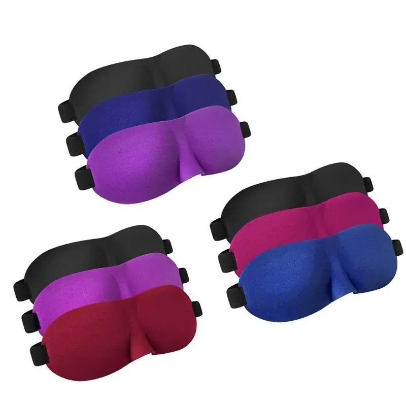 

3Pcs Elastic 3D Contoured Sleeping Eye Mask Multi-functional Night Blindfold Eyeshade Headband Soft Comfortable Better Sleep Aid