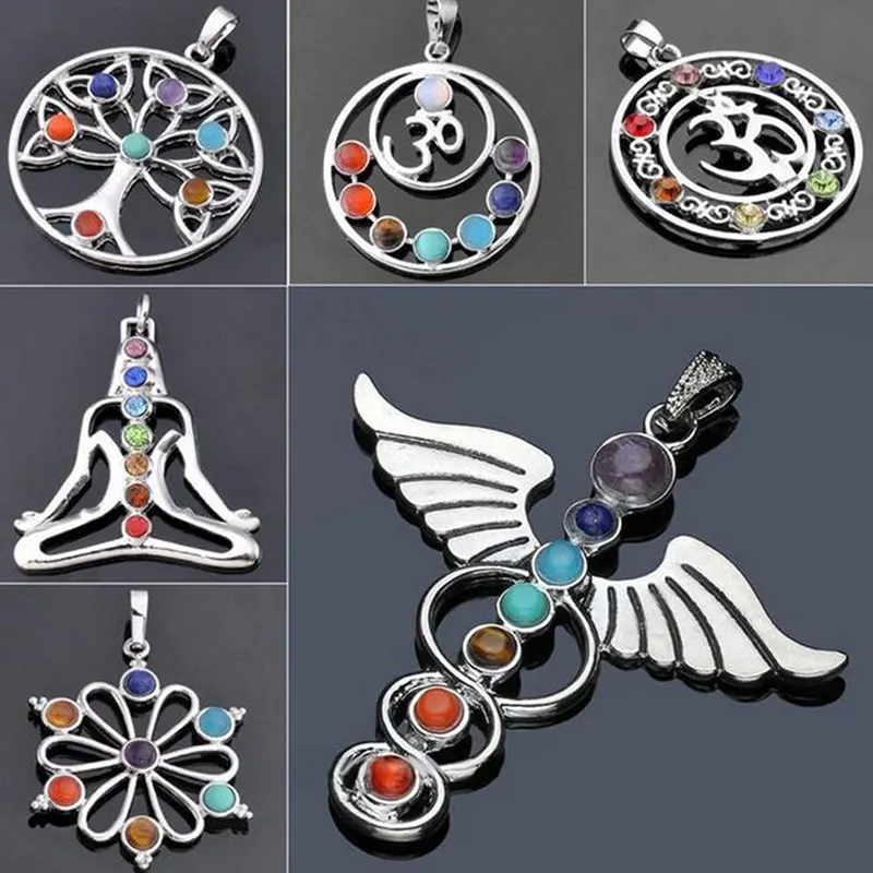 7 Chakra Stones Chakra Reiki Point Tree Of Life Pendant Charm Pendant