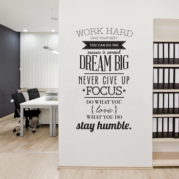 

Work Hard Inspiring Quotes Vinyl Wall Art Sticker Never Give Up Big Dream Mural Decals Poster for Office Living Room Home Decor