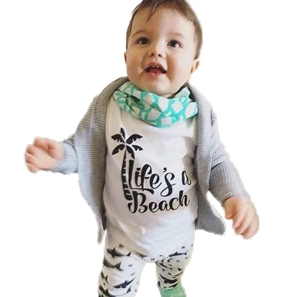 Baby boy summer clothes fashion beach style baby boys clothing sets newborn short sleeved t