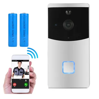 

WiFi Wireless Smart Video Doorbell Camera Two-Way Audio Night Vision, PIR Motion Detection Alarm security Rechargeable Battery