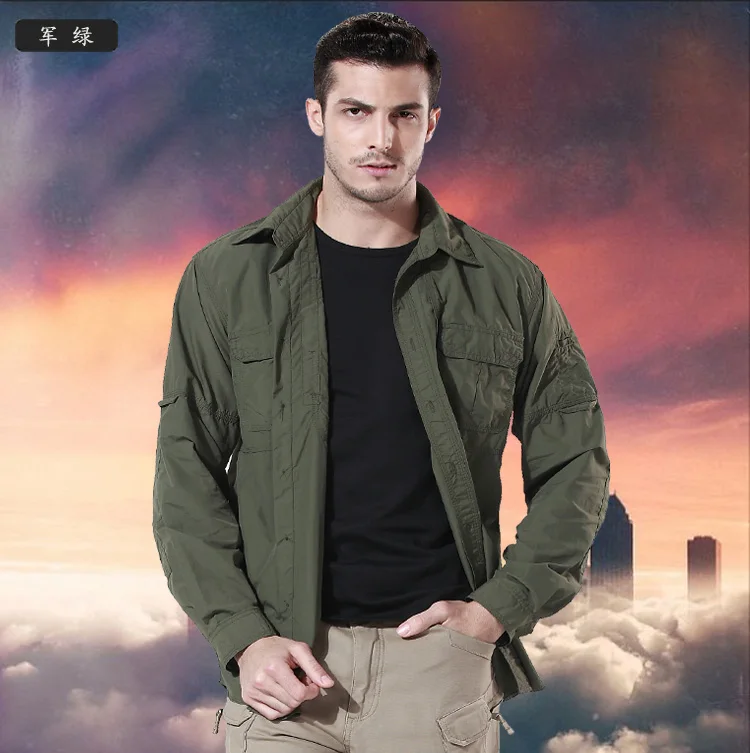 

Men Camping jacket outdoor quick dry Breathable tactical shirts male anti-uv camouflage shirts long sleeve dual-use thin shirt