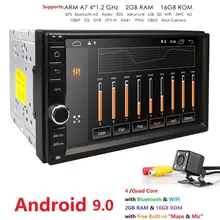 Quad Core Android 9.0 2G RAM 16G ROM Supporto 4G Rete WIFI GPS Per Auto 2 din Universale auto No DVD Radio player 1080 P DVR DAB + TPMS