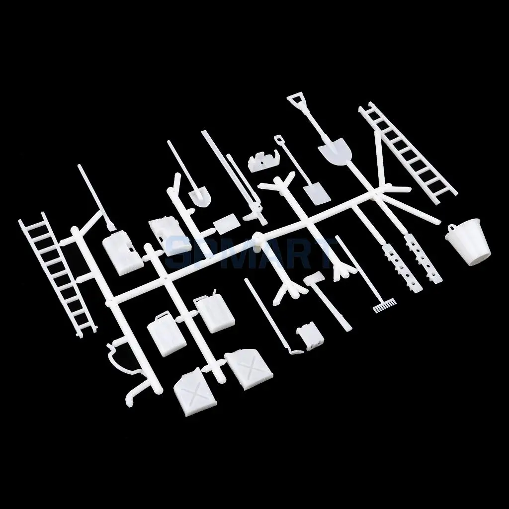 1/16 6WD 4WD 2.4G RC Military Truck Tools Oil Tank Bucket Ladder Shovel Model for WPL Body Decor