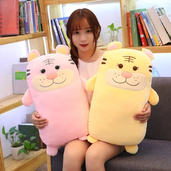 

50/60/75cm Height Large Plush Tiger Doll Toy Kids Sleeping Back Cushion Cute Stuffed Tiger Baby Accompany Doll Xmas Gift